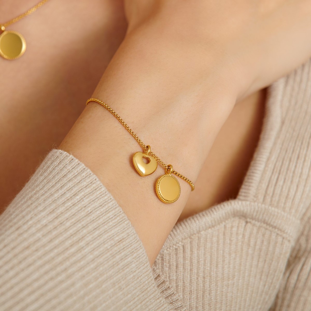 Katie Loxton 'Family Forever' Waterproof Gold Charm Bracelet KLJ6102