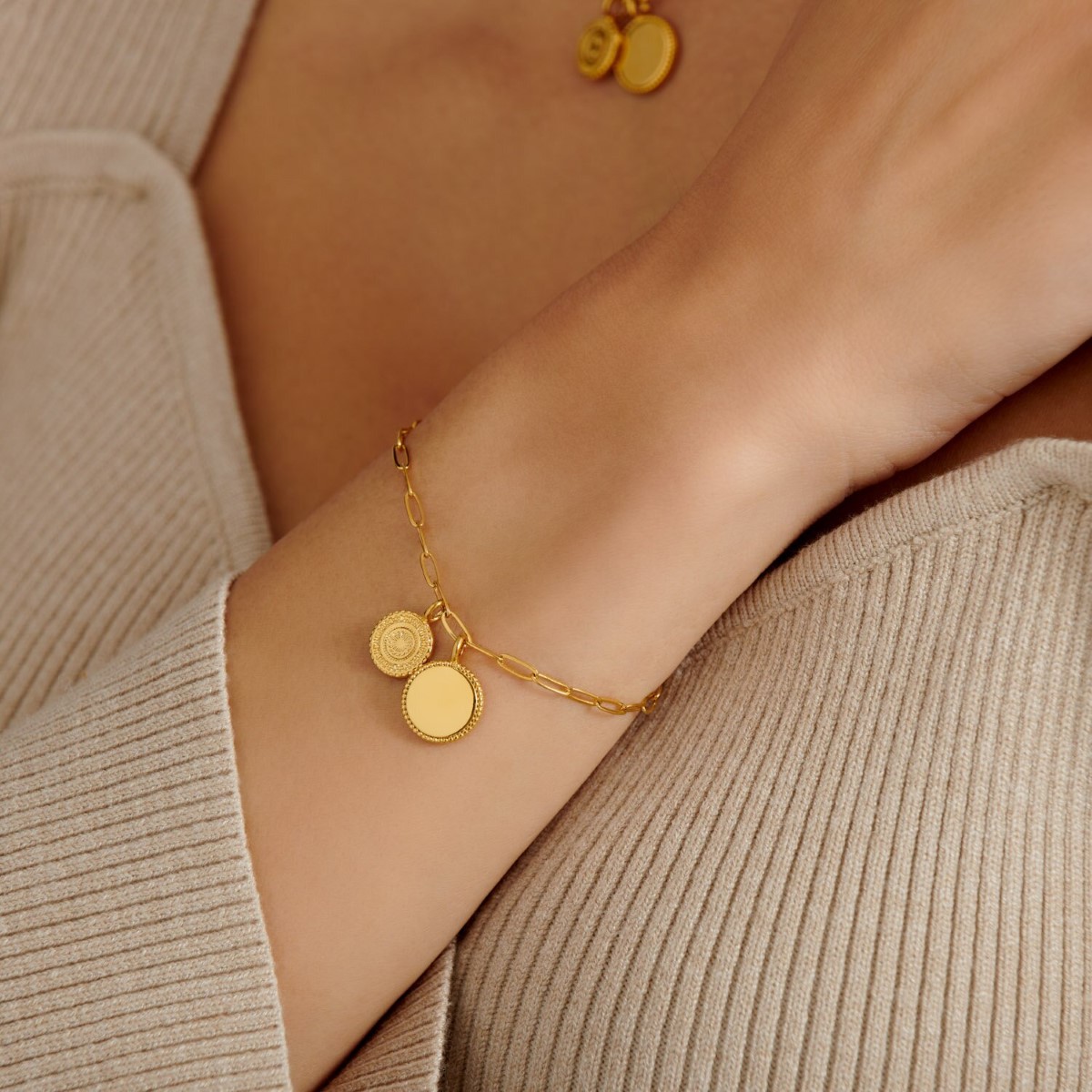 Katie Loxton 'Sister' Waterproof Gold Charm Bracelet KLJ6104