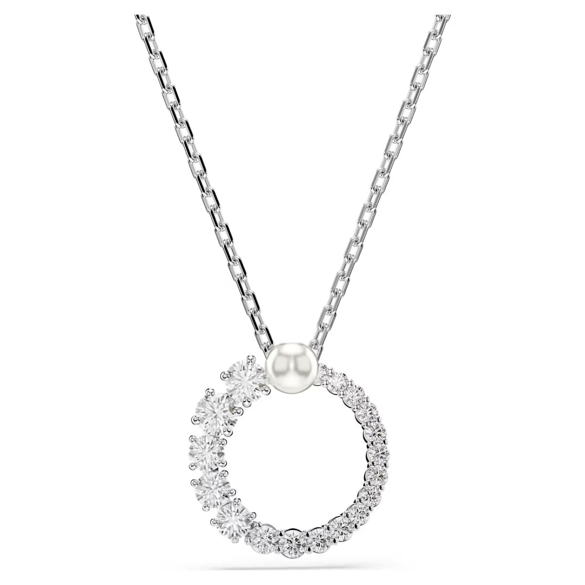 Swarovski Matrix Crystal Pearl Pendant - White with Rhodium Plating 5688751