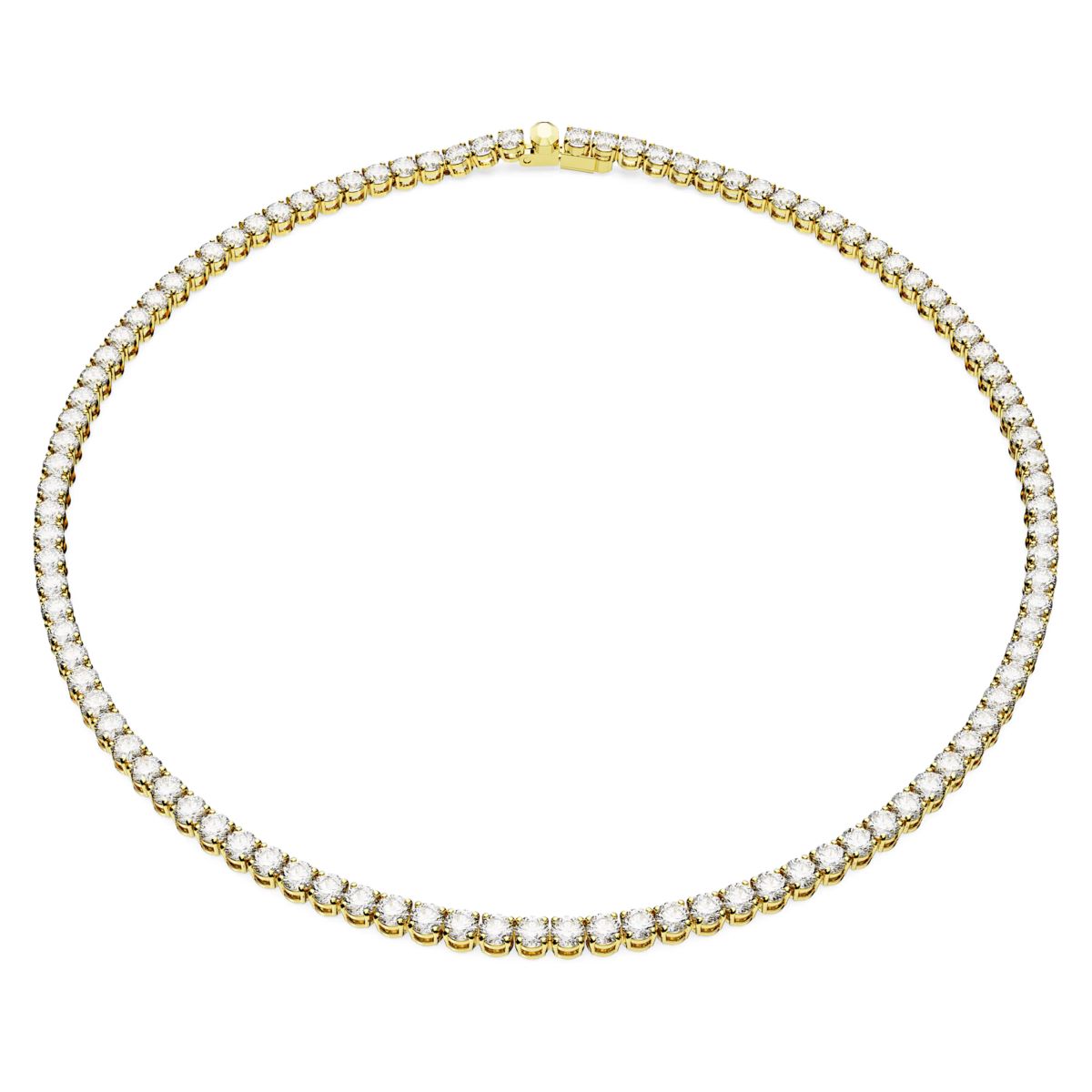 Swarovski Matrix Tennis Necklace Round Cut - White with Gold Tone Plating - 5681795