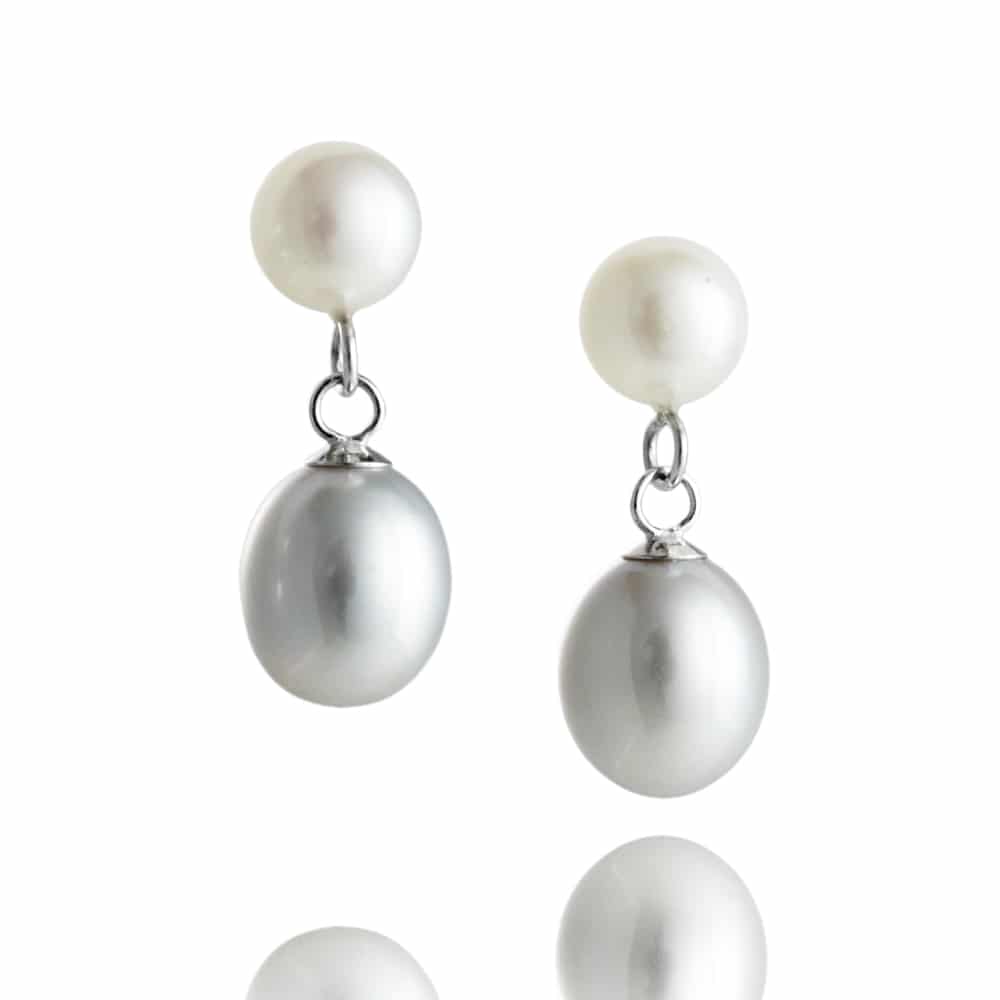 Jersey Pearl Dew Drop Earrings - White and Peacock
MELP-E-WPC