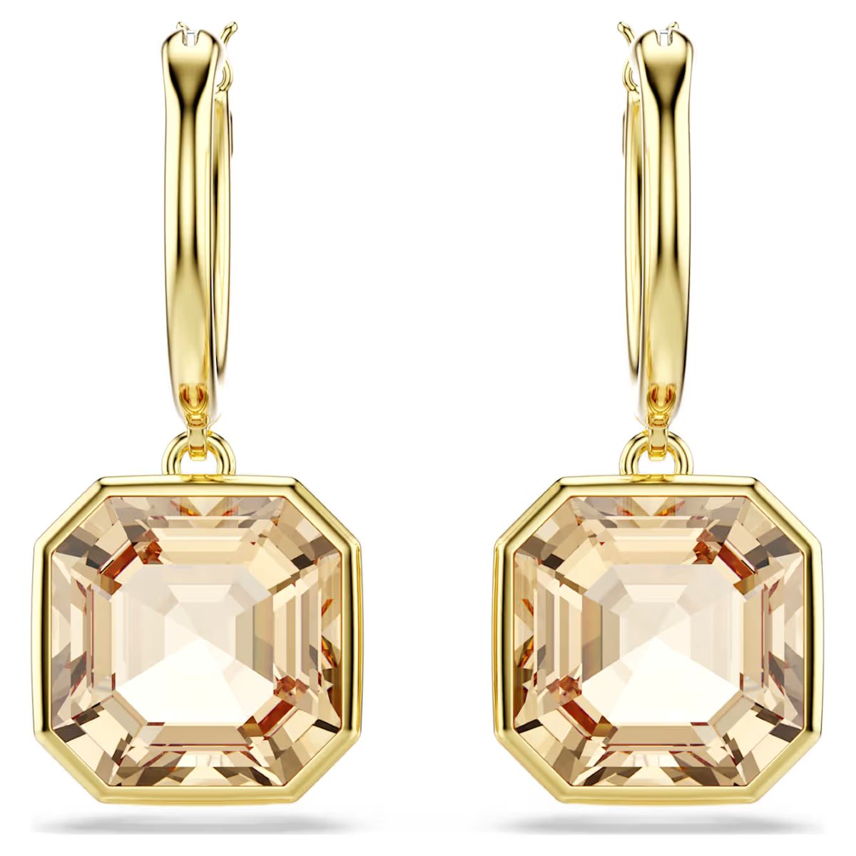 Swarovski Millenia Drop Earrings Square Cut - Caramel with Gold Tone Plating - 5731148