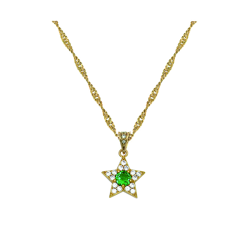 Amelia Scott Celeste Mini Star Pendant Gold Necklace in Emerald Green and White AS22SGN08
