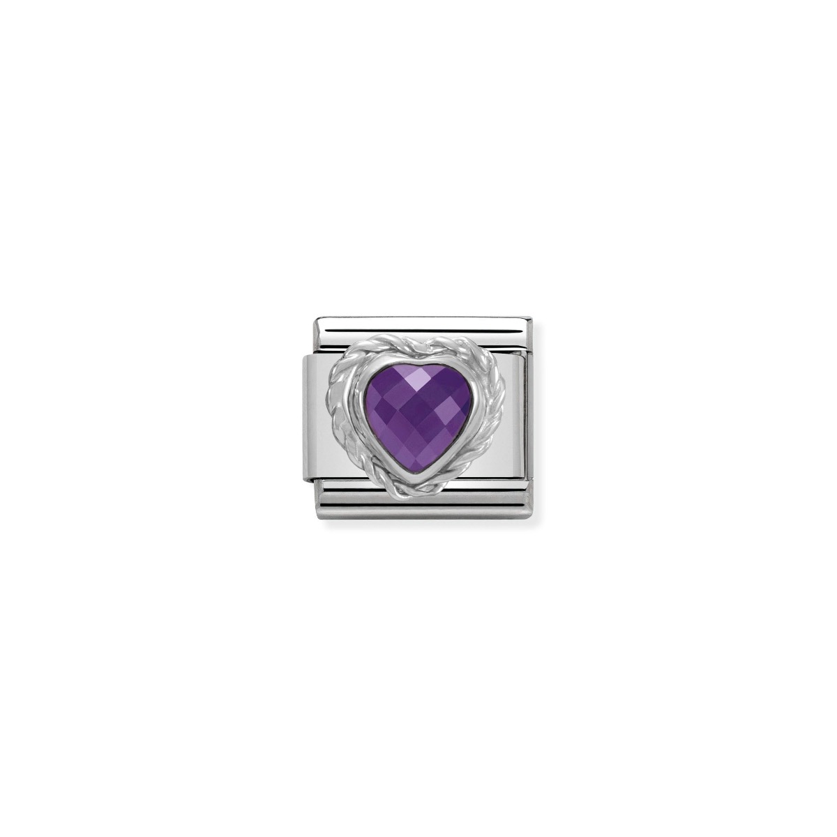 Nomination Silver and Zirconia Classic Faceted Heart Charm - Purple - 330603/001