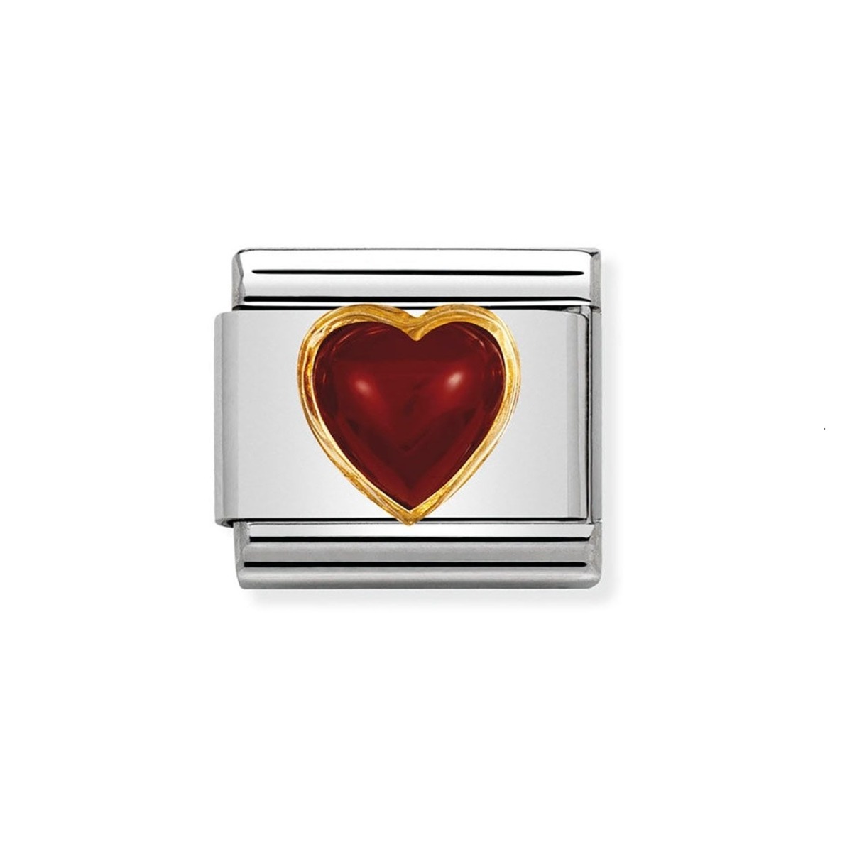 Nomination Classic Stones Heart Charm - 18k Gold with Red Agate