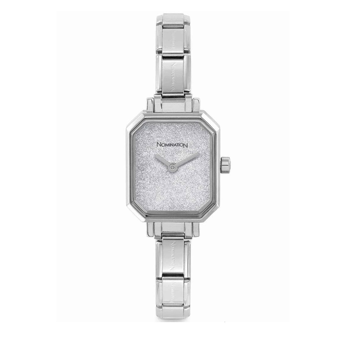 Nomination Silver Glitter Rectangular Dial Charm Watch 