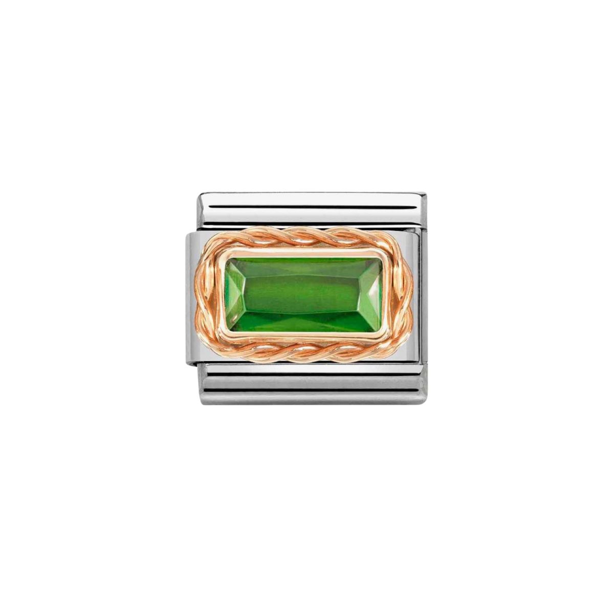 Nomination Classic Rose Faceted Baguette Green Charm