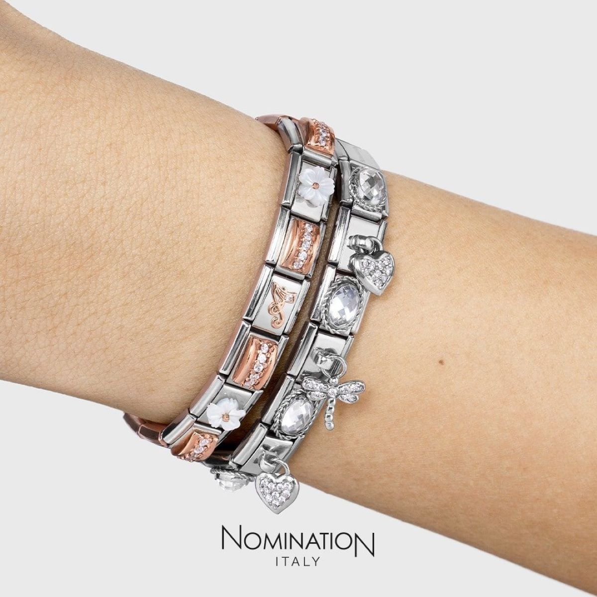 Nomination Classic Charm Silver with Obsidian Stone Matte