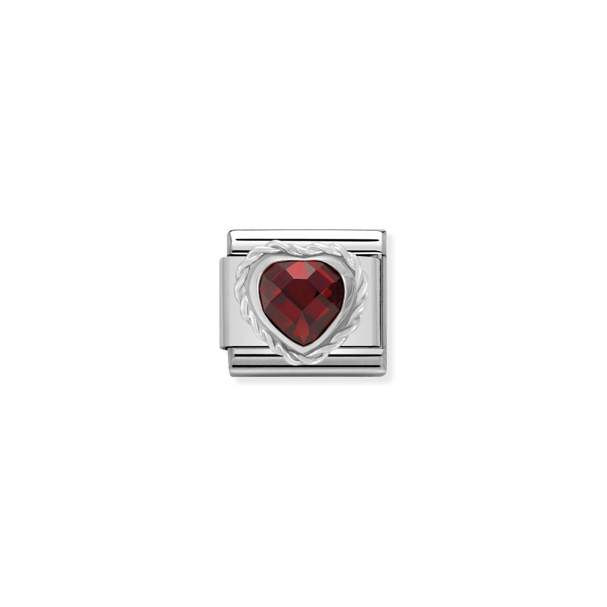 Nomination Silver and Zirconia Faceted Heart Charm - Red - 330603/005