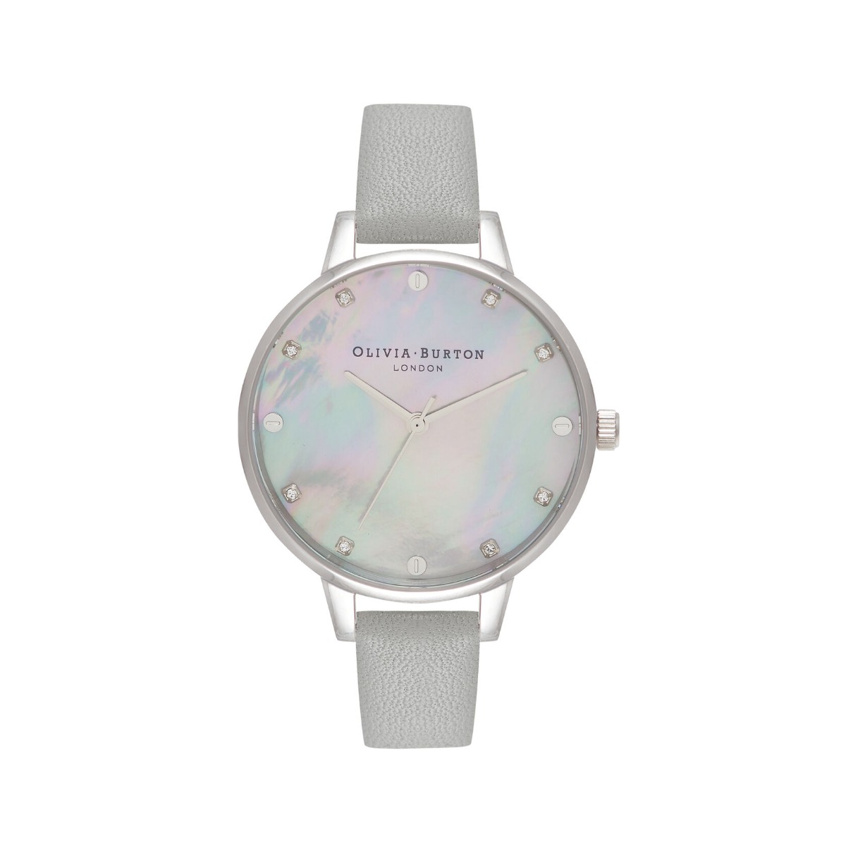 Olivia Burton Mother Of Pearl Demi Dial Grey and Silver Watch OB16SE16