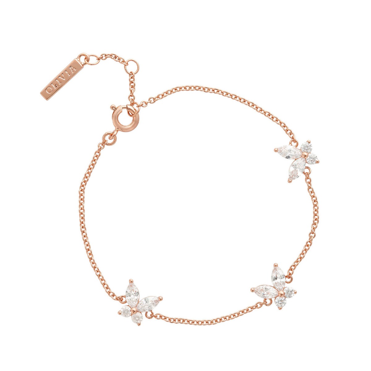 Olivia Burton Sparkle Butterfly Marquise Butterfly Bracelet Rose Gold OBJMBB14