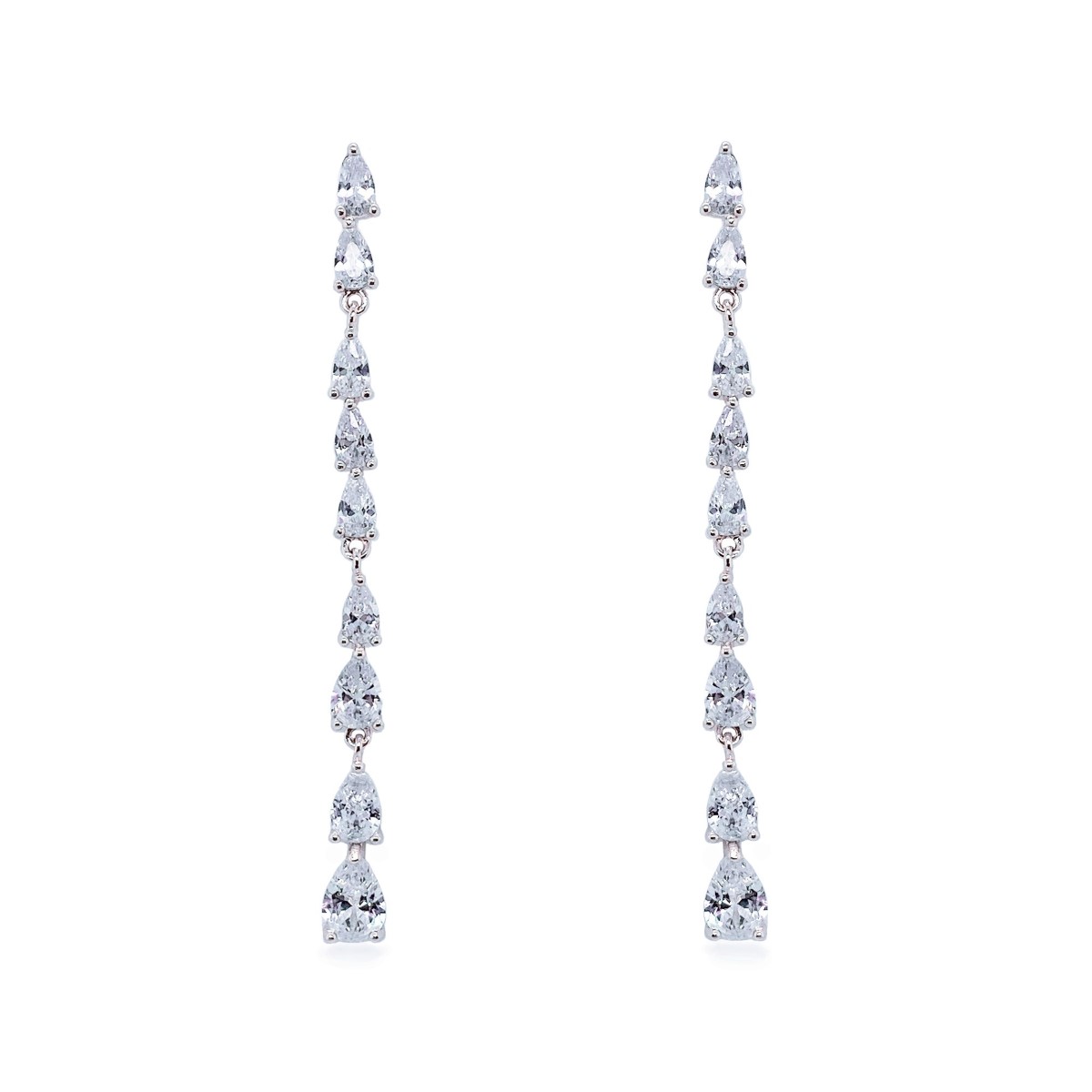 Ivory & Co Paris Crystal Long Drop Rhodium Earrings