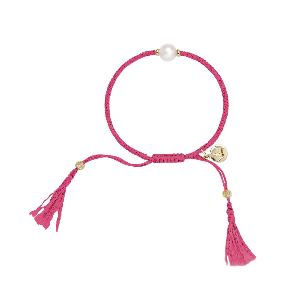 Jersey Pearl Tassel Bracelet, Raspberry