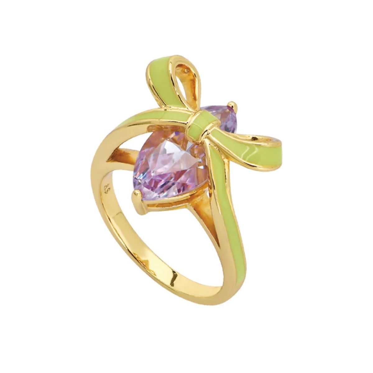 Amelia Scott Bow Gold Ring with Lime Green Enamel and Lilac - AS22TRR11M