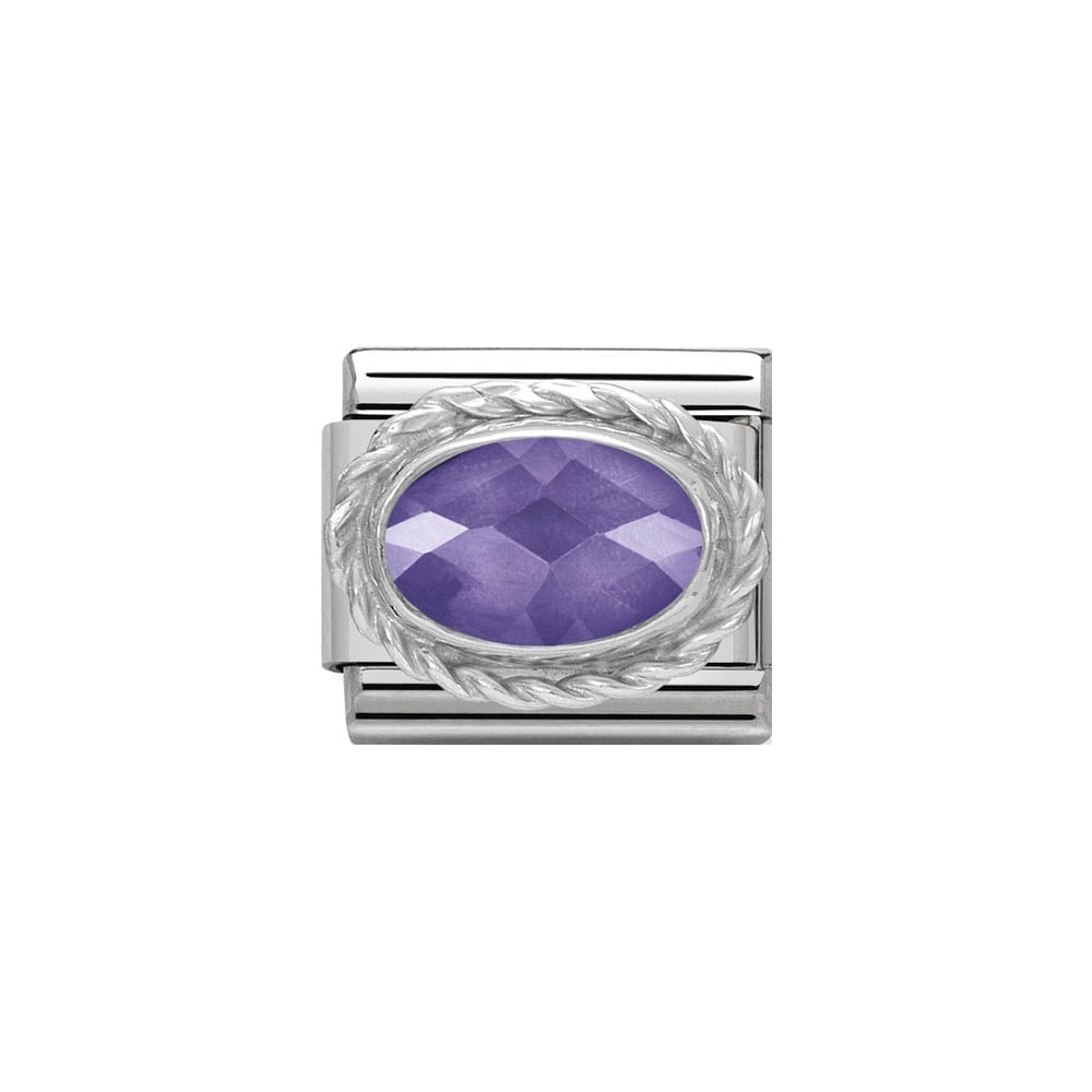 Nomination Classic Faceted Zirconia Charm - Sterling Silver Setting and Detail Purple 330604_001