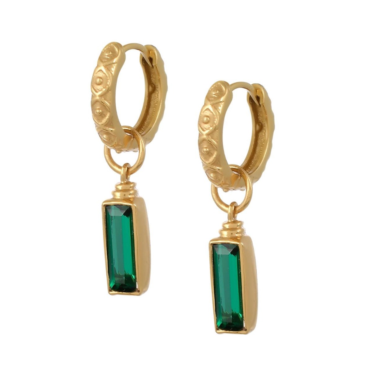 Shyla Sandi Huggie Earrings - Emerald