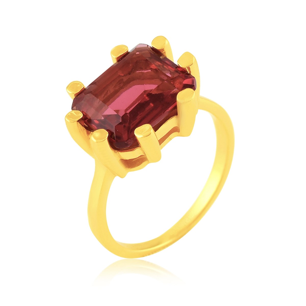 Shyla Square Claw Ruby Red Cocktail Ring