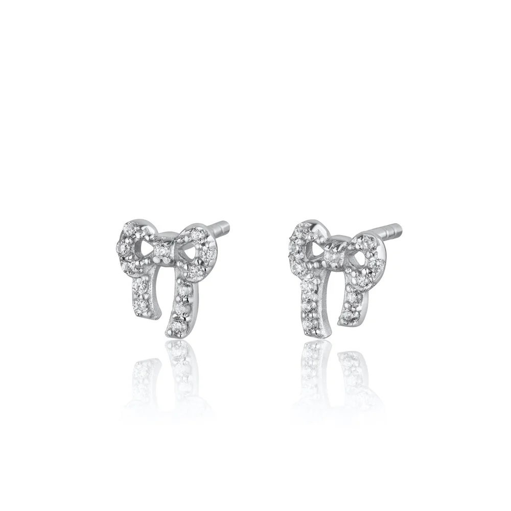 Scream Pretty Bow Stud Earrings - Silver SPS-278a