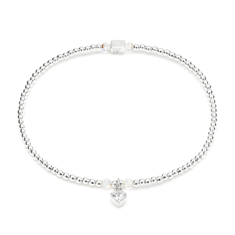 Annie Haak Blissful Swarovski Heart Crystal Silver Charm Bracelet