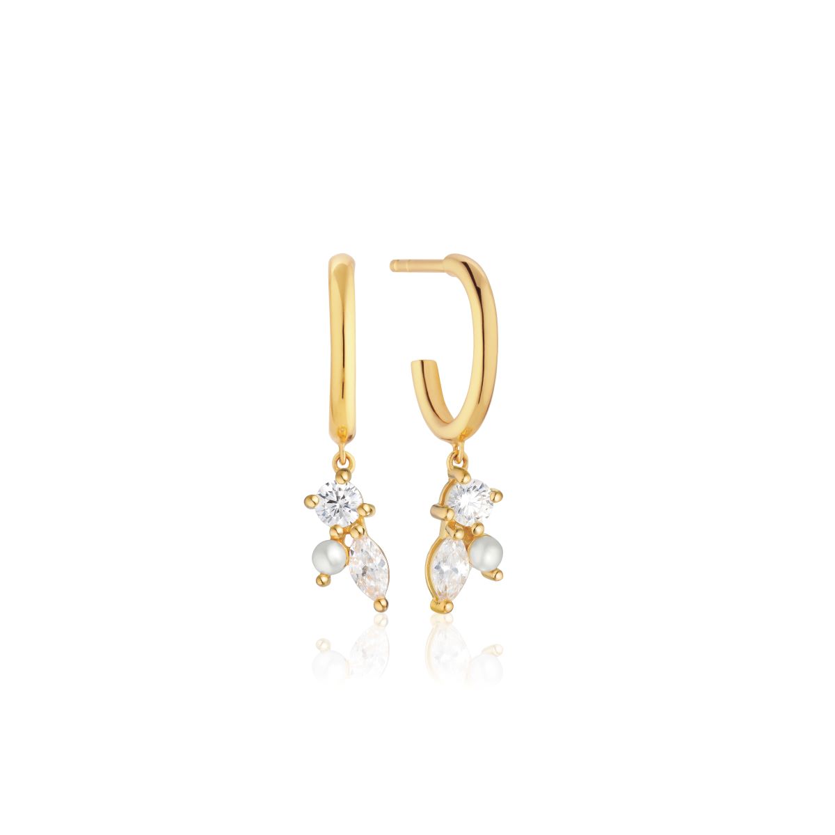 Sif Jakobs Adria Tre Creolo Earrings - Gold with Pearl and White Zirconia
