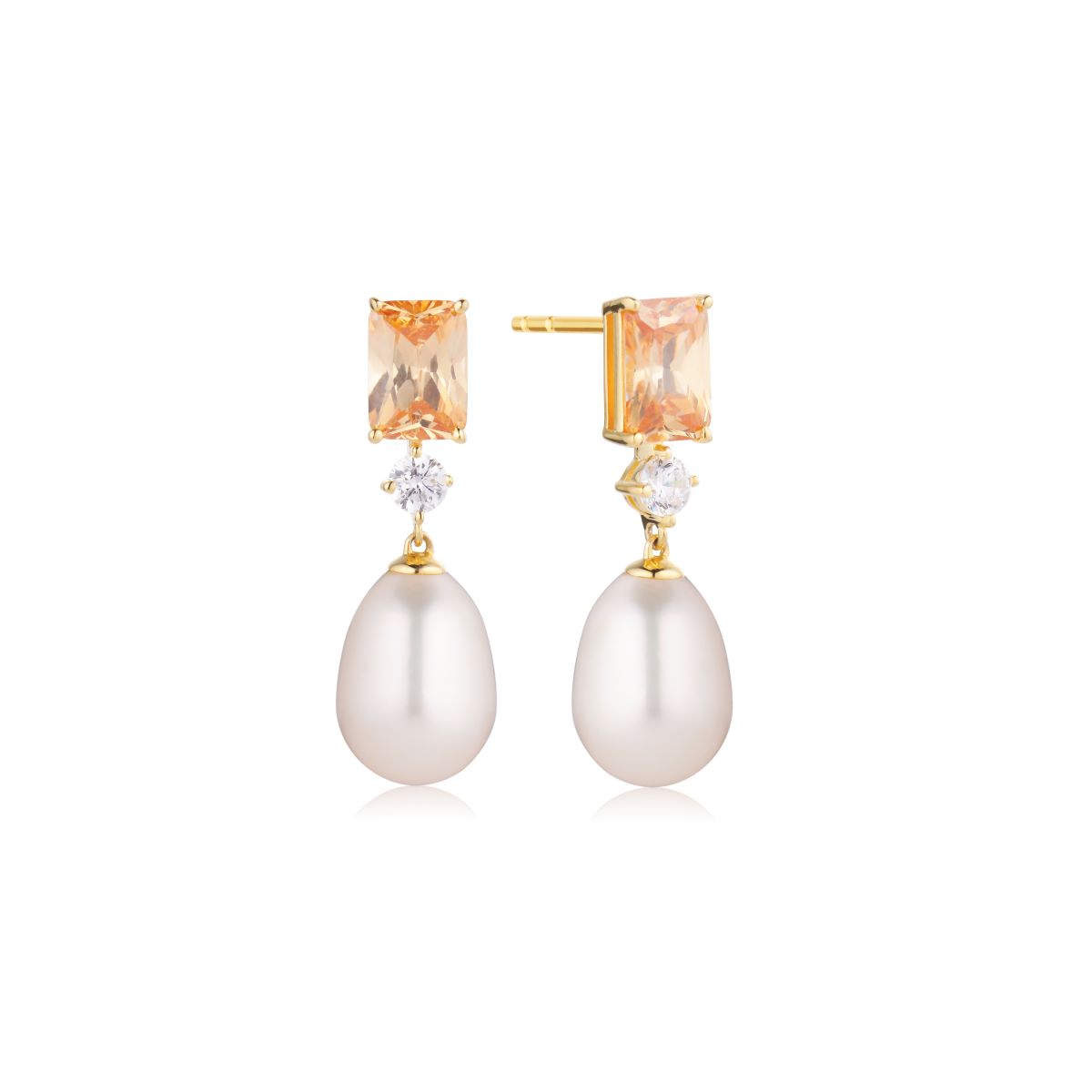 Sif Jakobs Galatina Earrings - Gold with Pearl and Zirconia