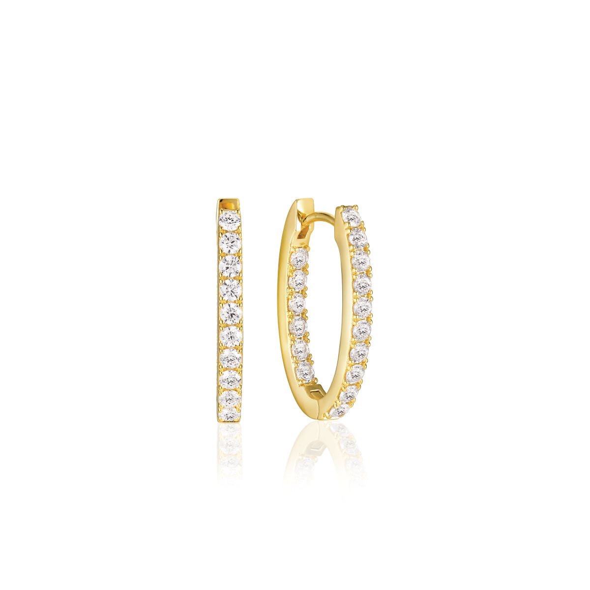 Sif Jakobs Ellisse Piccolo Earrings 18k Gold Plated with White Zirconia - SJ-E2312-CZ-YG