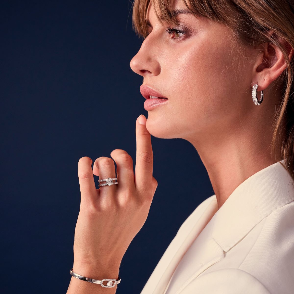 Sif Jakobs Ellisse Creolo Earrings with White Zirconia - SJ-E2315-CZ