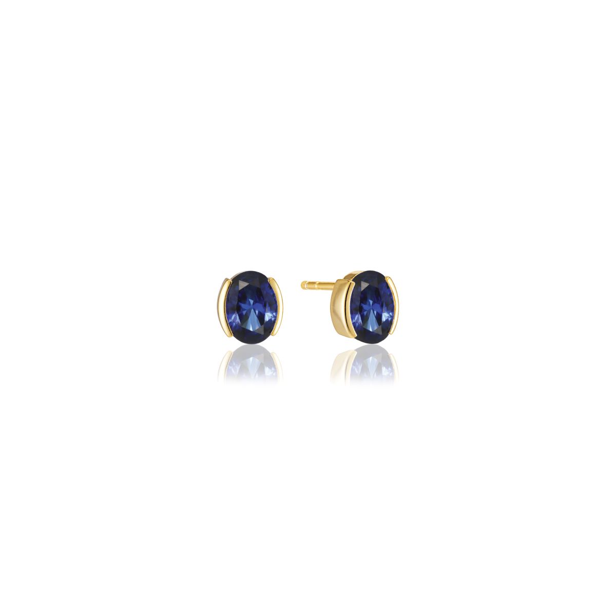 Sif Jakobs Ellisse Carezza Earrings 18k Gold Plated with Blue Zirconia - SJ-E2350-BLCZ-YG