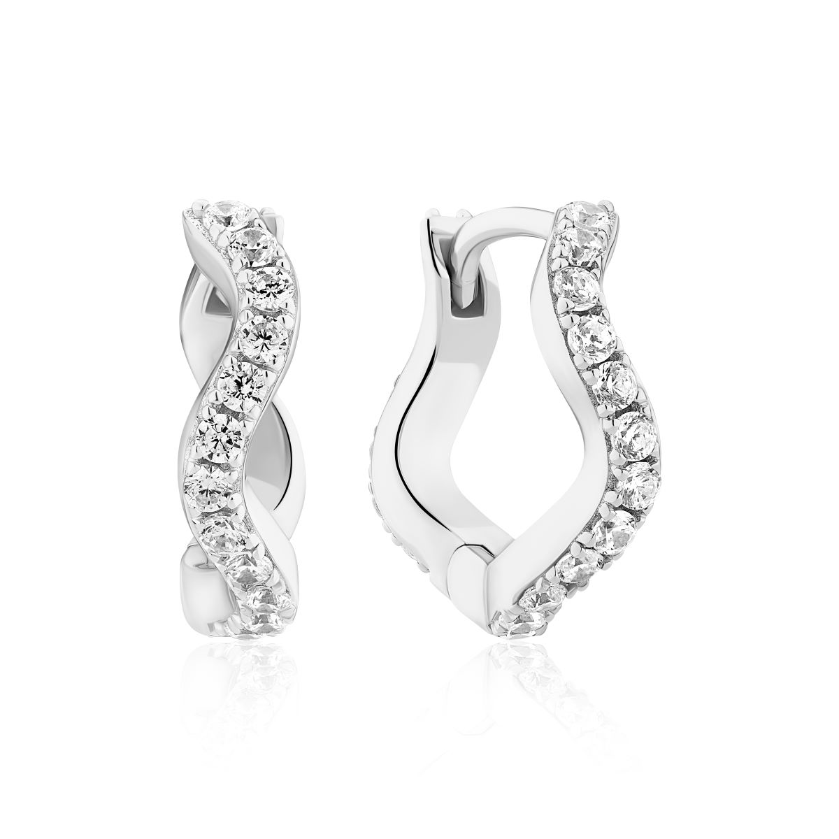 Sif Jakobs Ellera Waves Medio Earrings - Silver with White Zirconia - SJ-E3859-CZ