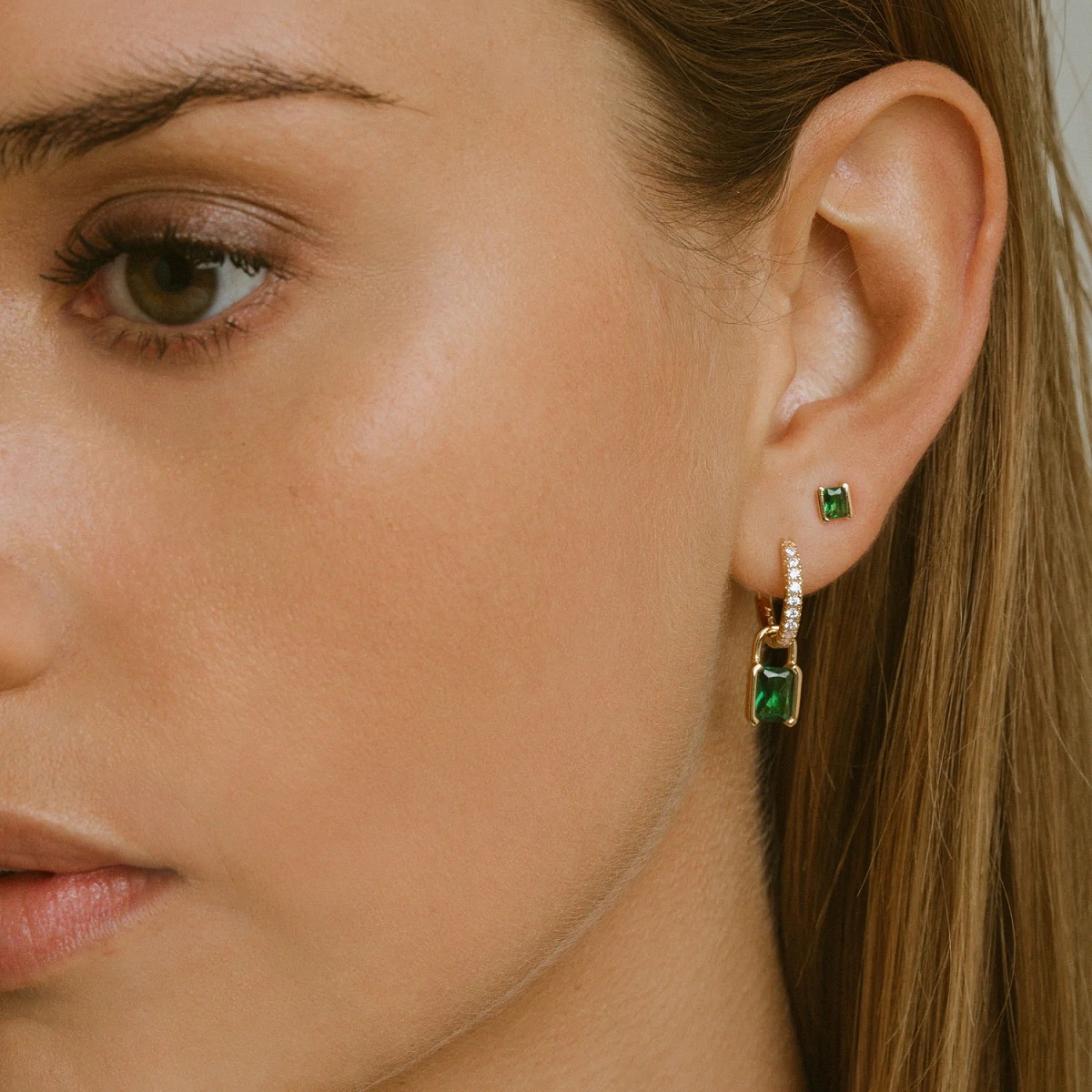 Sif Jakobs Roccanova Piccolo Earrings 18K Gold Plated with Green Zirconia