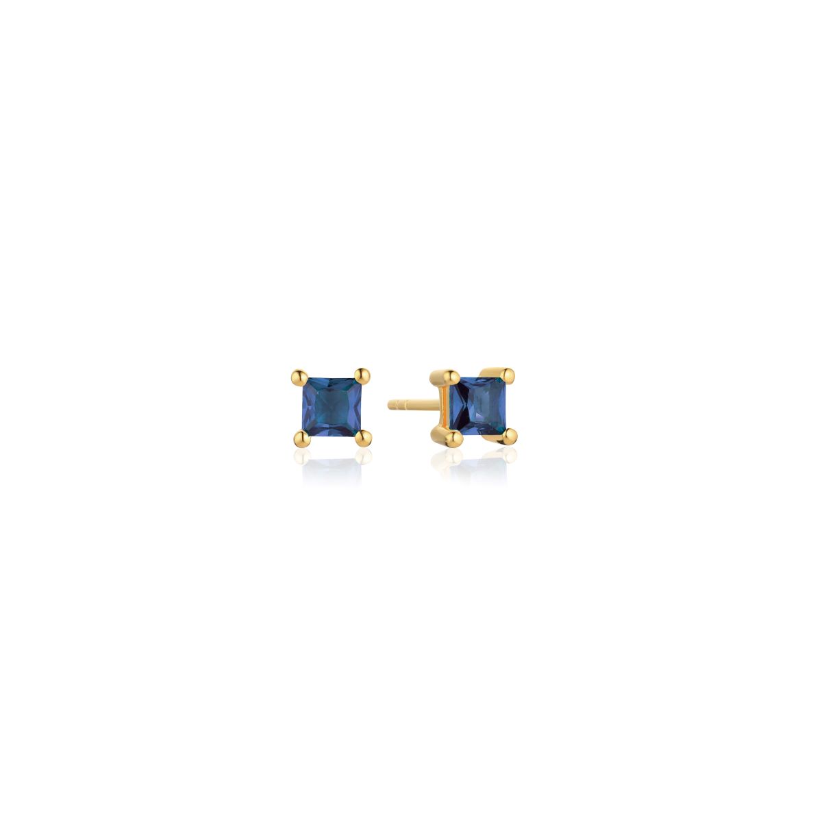 Sif Jakobs Ellera Quadrato Earrings - Gold with Blue Zirconia