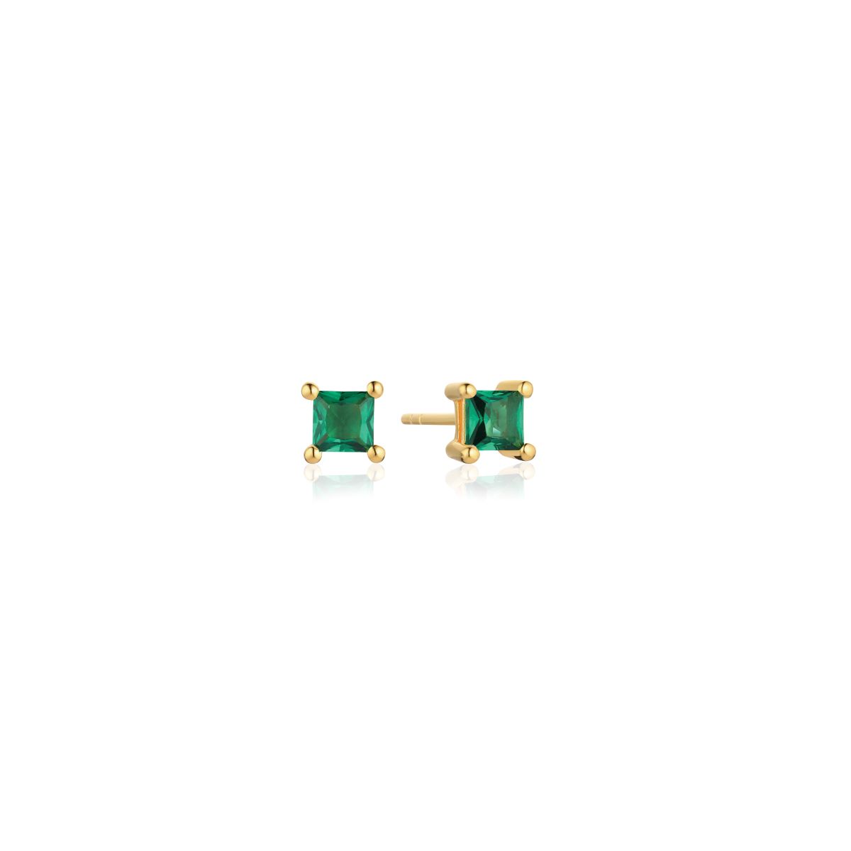 Sif Jakobs Ellera Quadrato Earrings - Gold with Green Zirconia