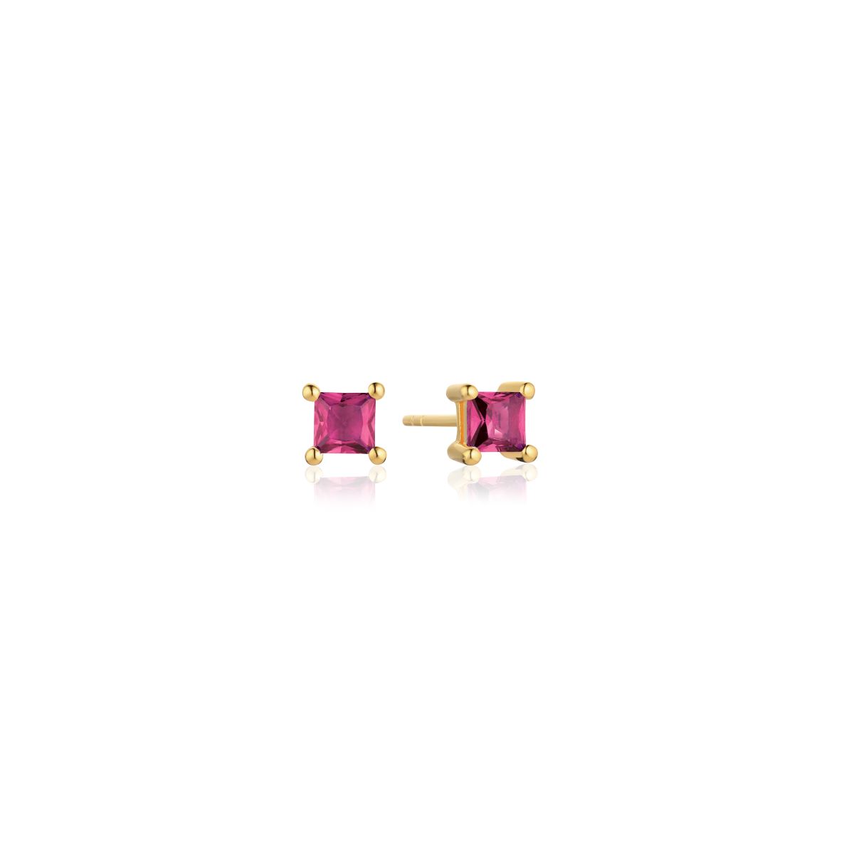 Sif Jakobs Ellera Quadrato Earrings - Gold with Pink Zirconia