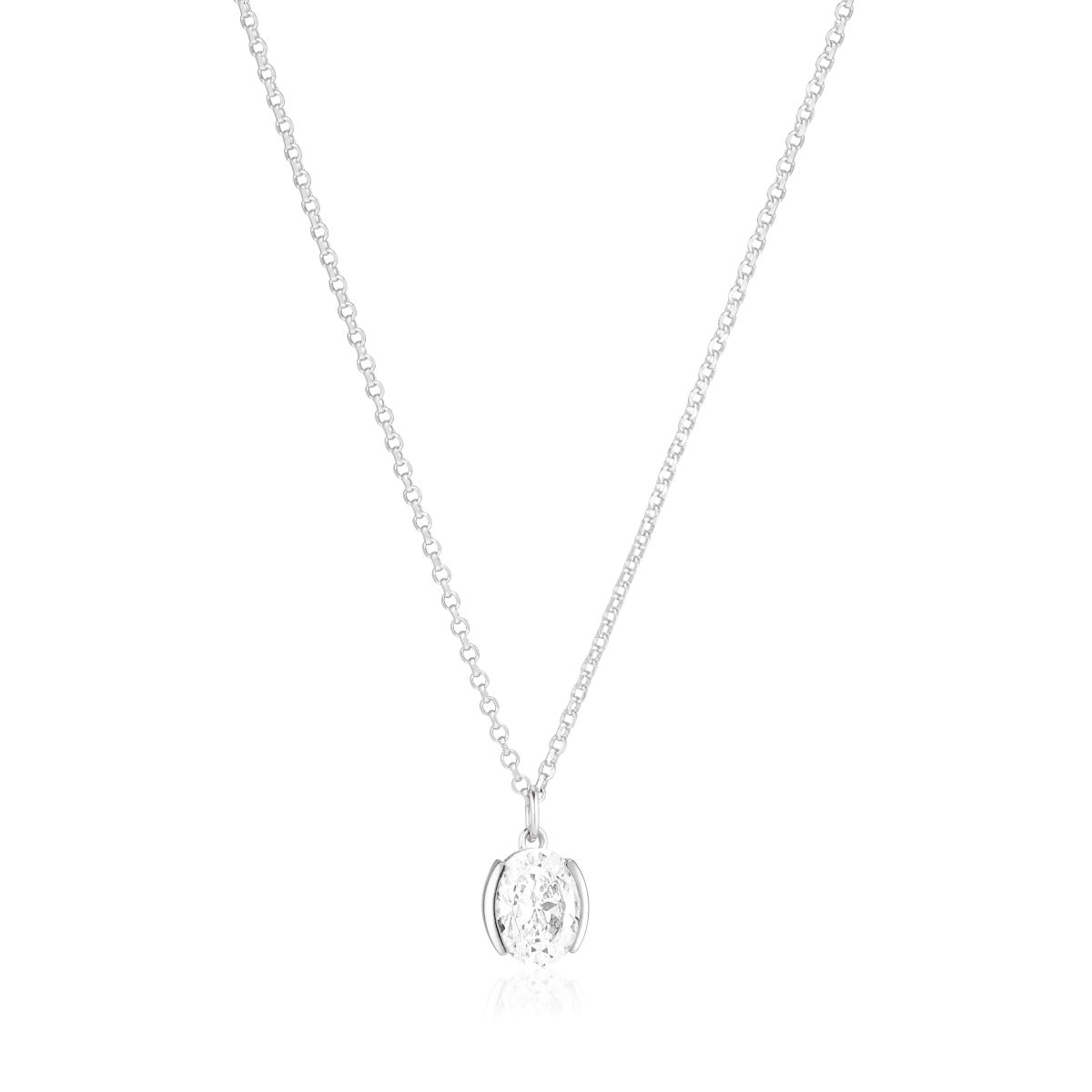 Sif Jakobs Ellisse Carezza Silver Necklace with White Zirconia - SJ-N2353-CZ