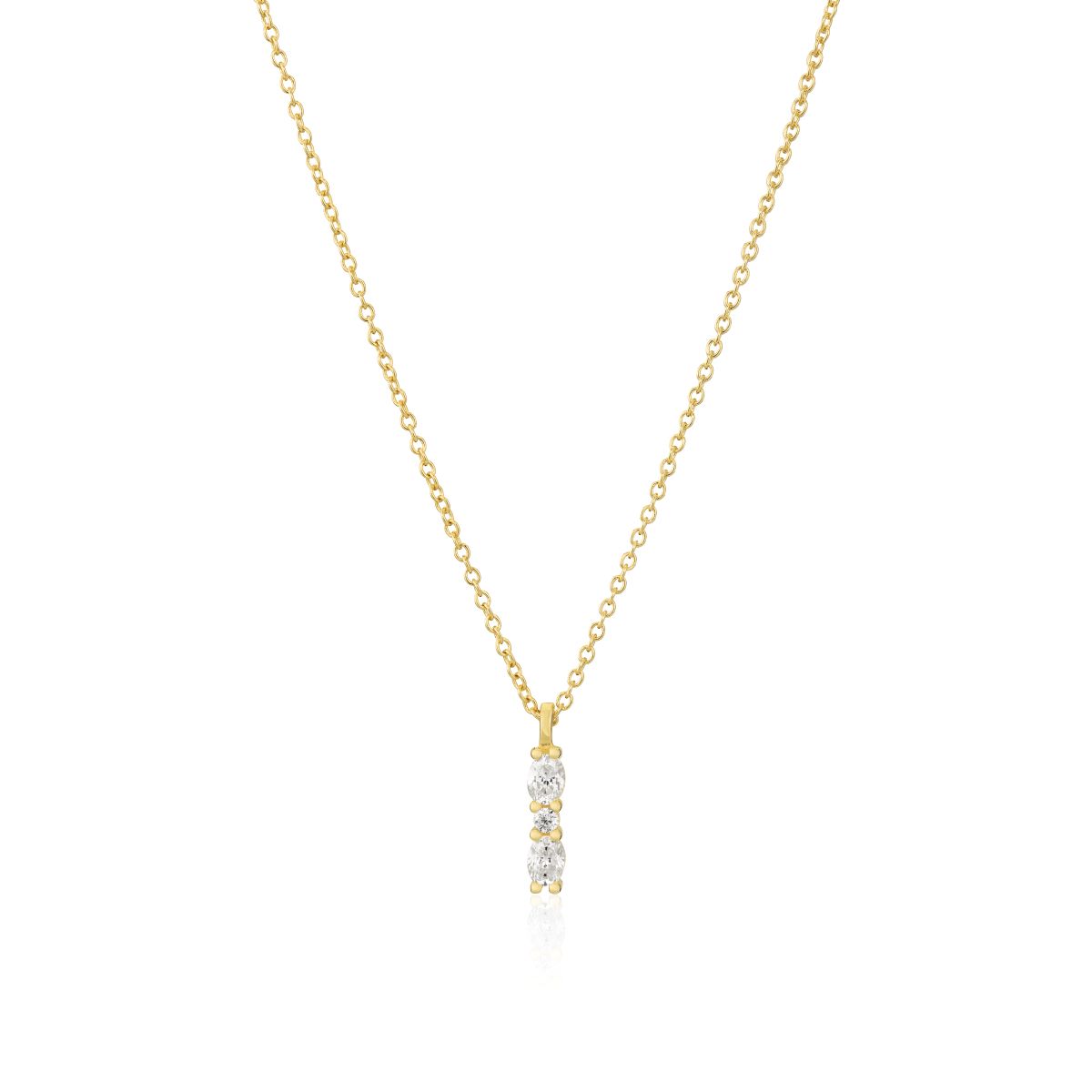 Sif Jakobs Ellera Ovale Piccolo Necklace - 18k Gold Plated with White Zirconia - SJ-N2414-CZ-YG