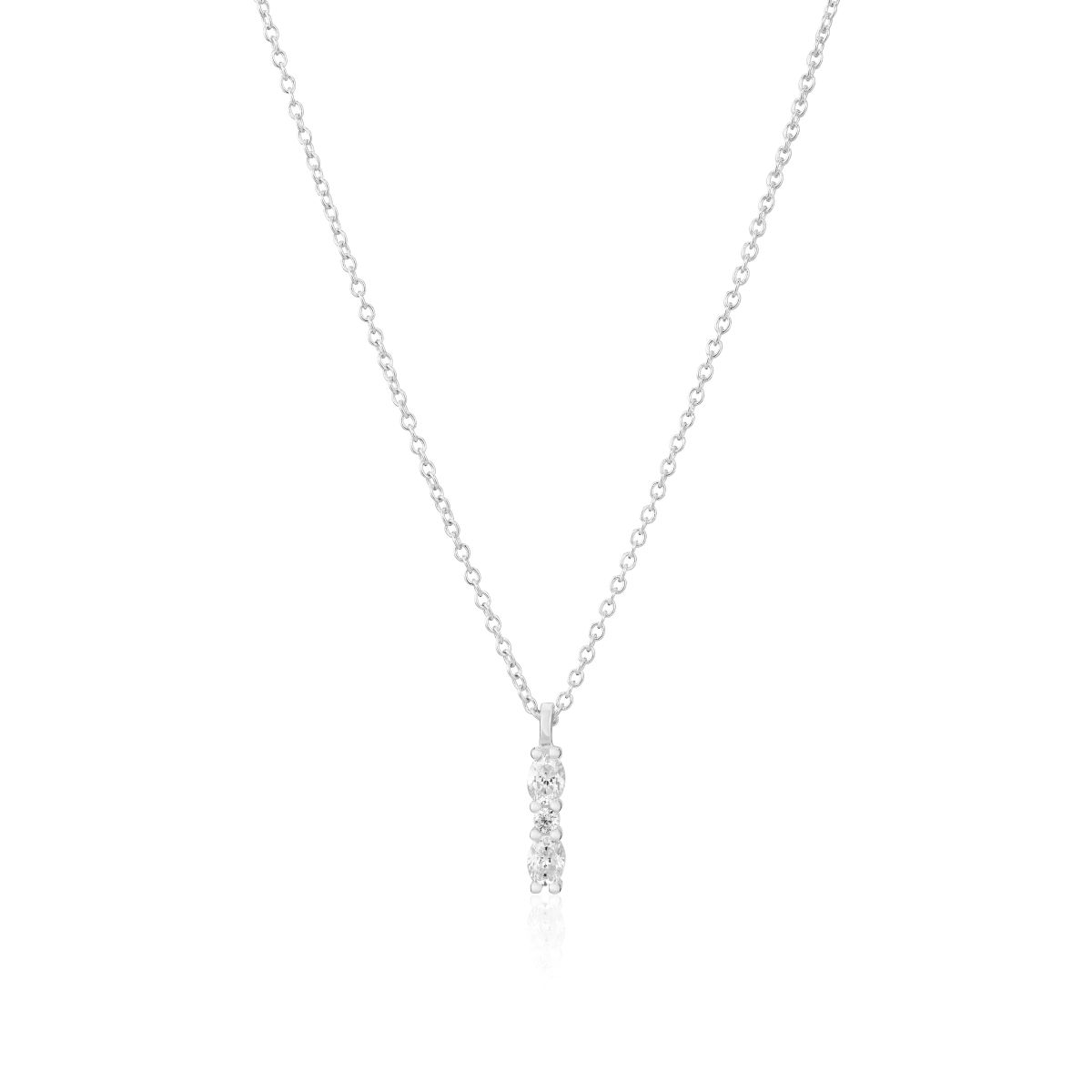 Sif Jakobs Ellera Ovale Piccolo Necklace - Silver with White Zirconia - SJ-N2414-CZ