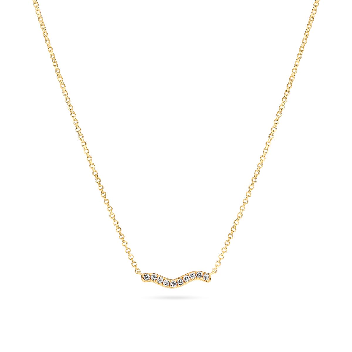 Sif Jakobs Ellera Waves Necklace - Gold with White Zirconia - SJ-N3859-CZ-YG