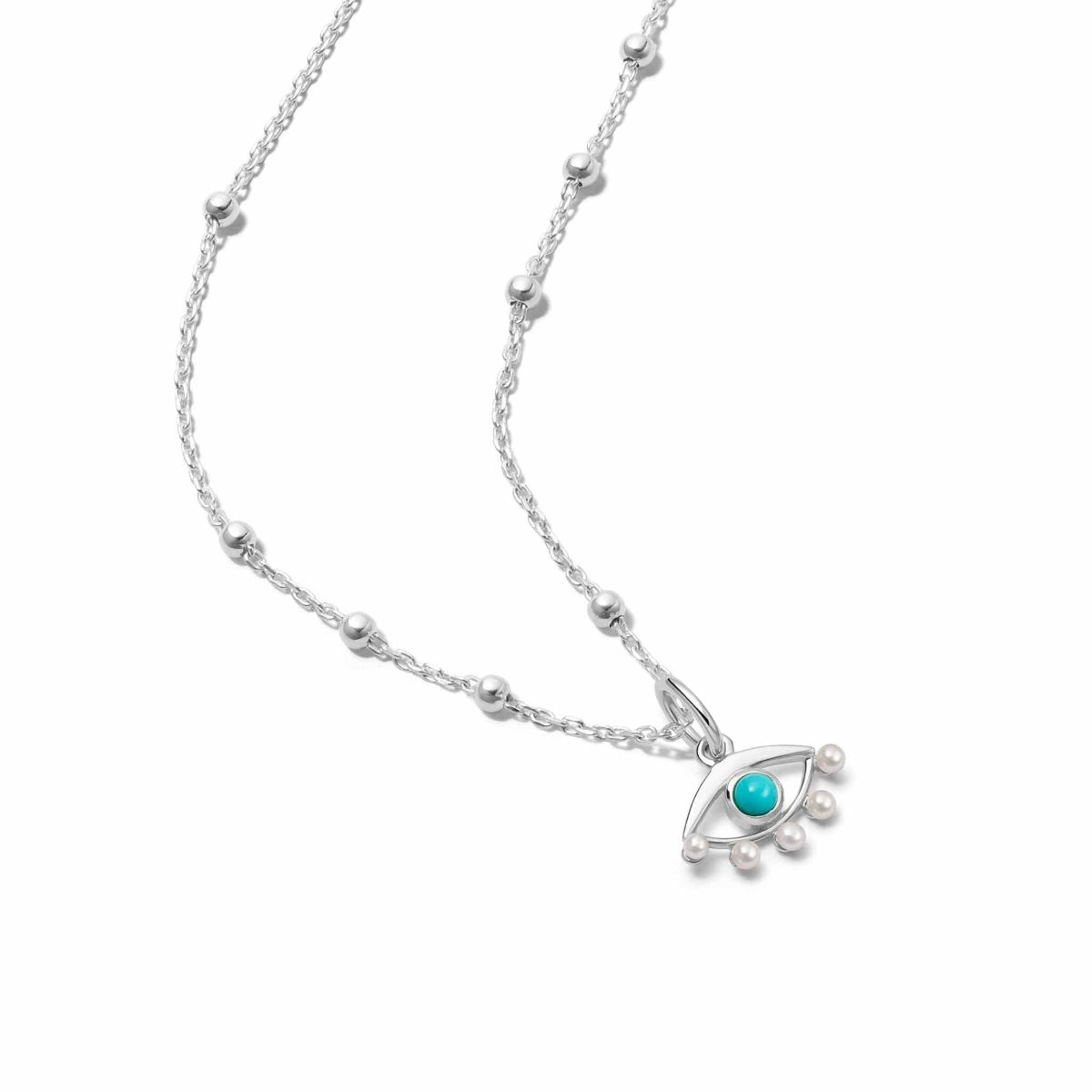 Daisy Silver Evil Eye Necklace - SN14_SLV