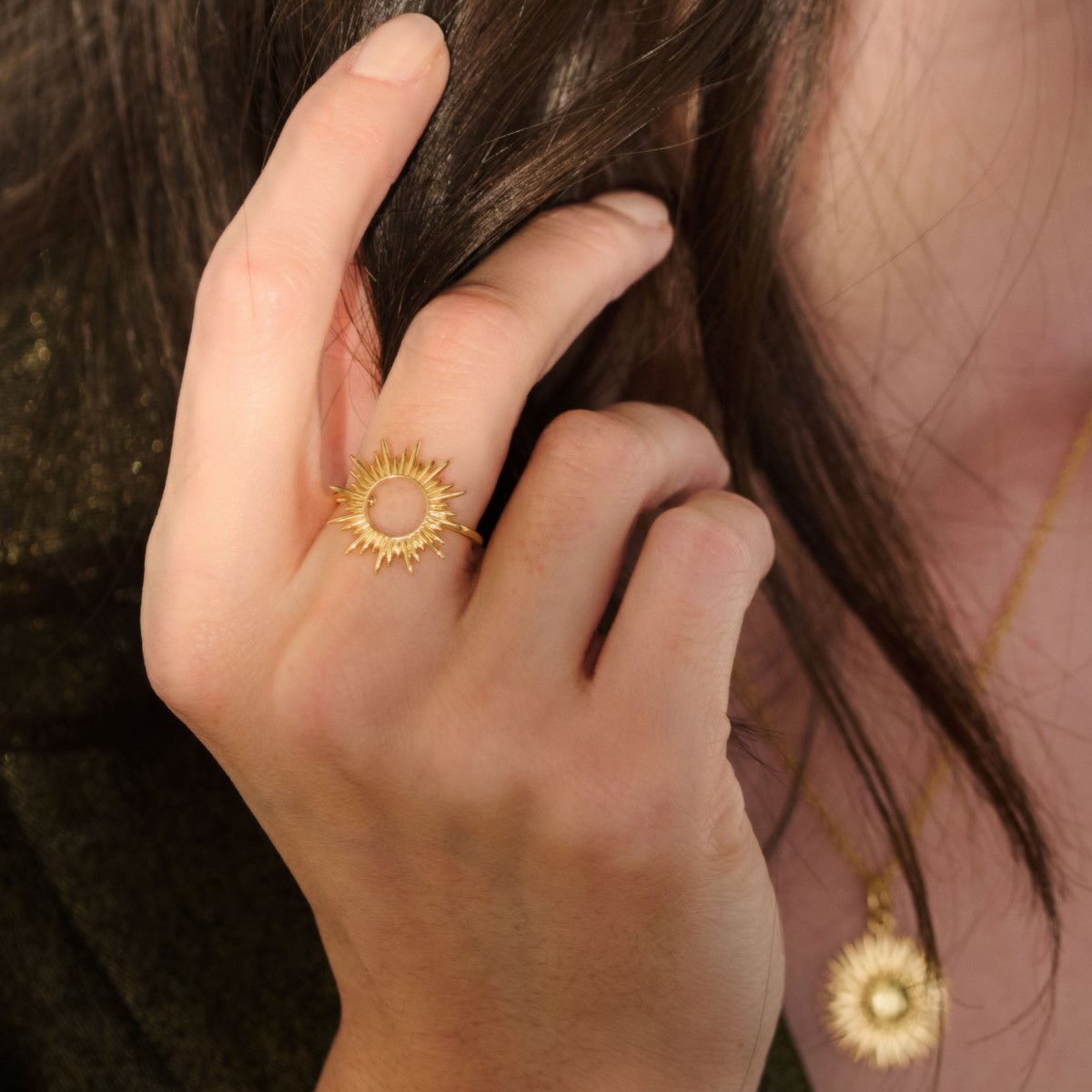 Rachel Jackson Adjustable Electric Goddess Sun Ring Gold SNR10GP