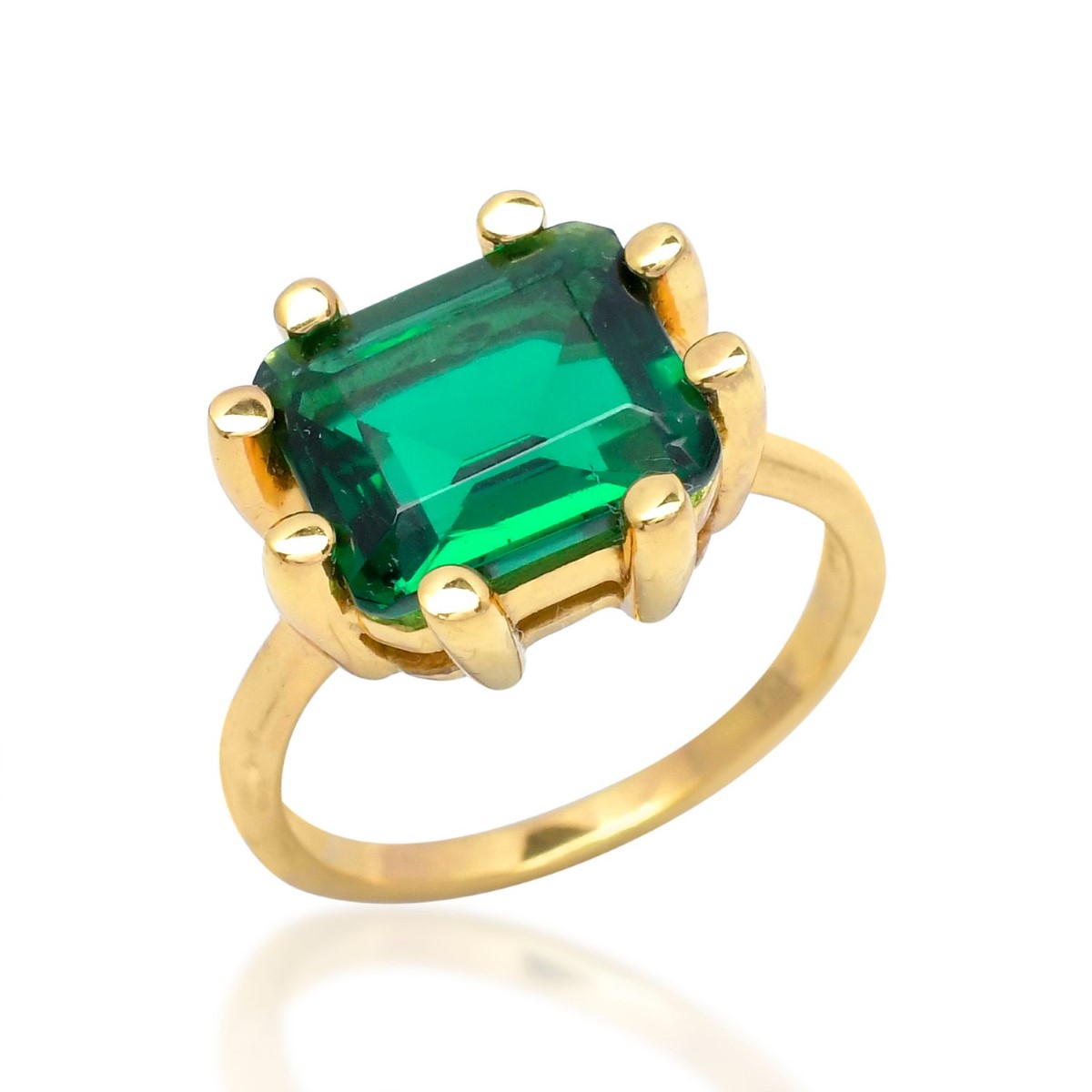 Shyla London Square Claw Ring - Emerald Green