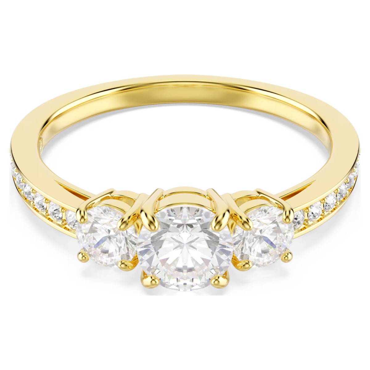 Swarovski Attract Trilogy Round Ring - White with Gold Tone Plating