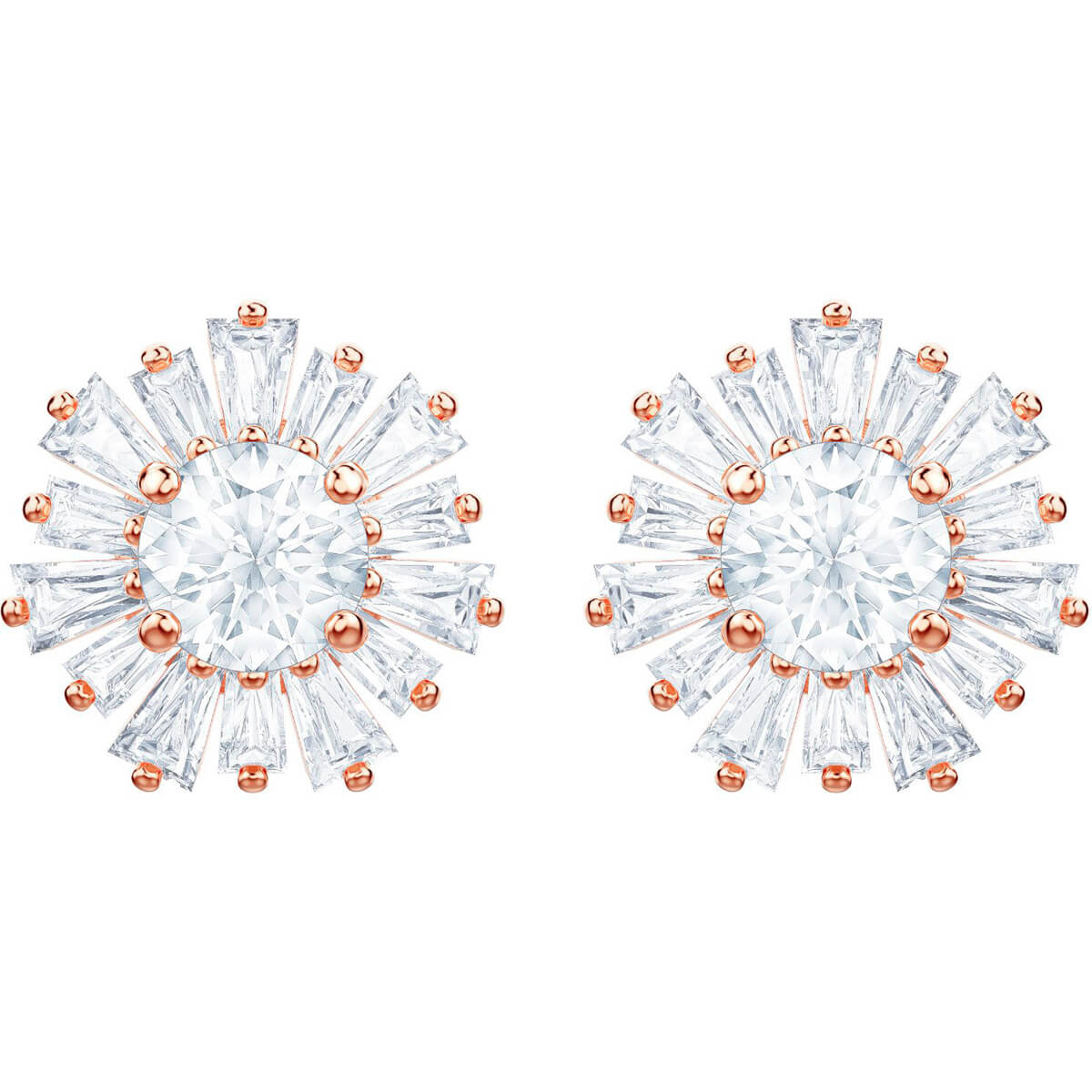 Swarovski Sunshine Pierced Earrings, White, Rose Gold Plating 5459597