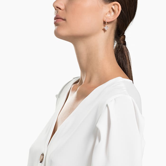 Swarovski Symbolic Star Hoop Pierced Earrings, White, Rose Gold Plating 5494337 