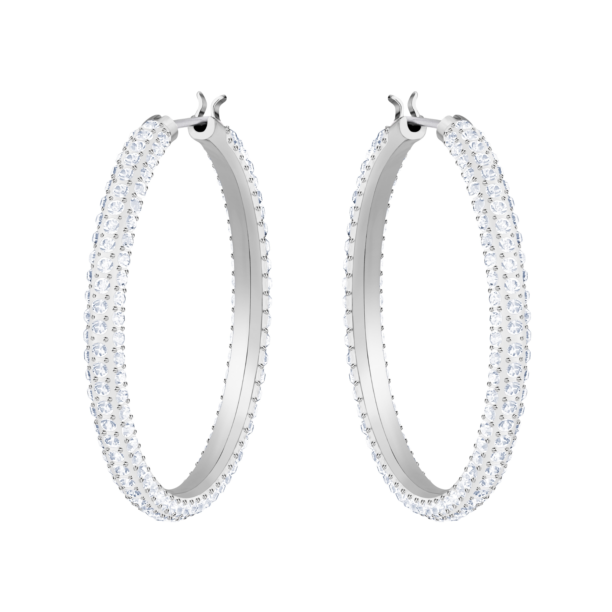 Swarovski Stone Hoop Earrings - White with Rhodium Plating 5389432