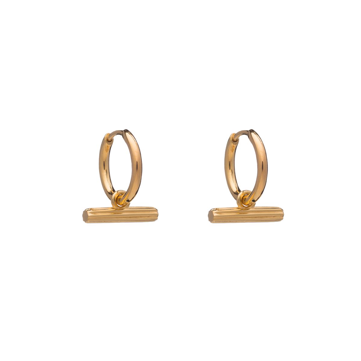 Rachel Jackson Mini T-Bar Huggie Hoop Earrings Gold TBE20GP
