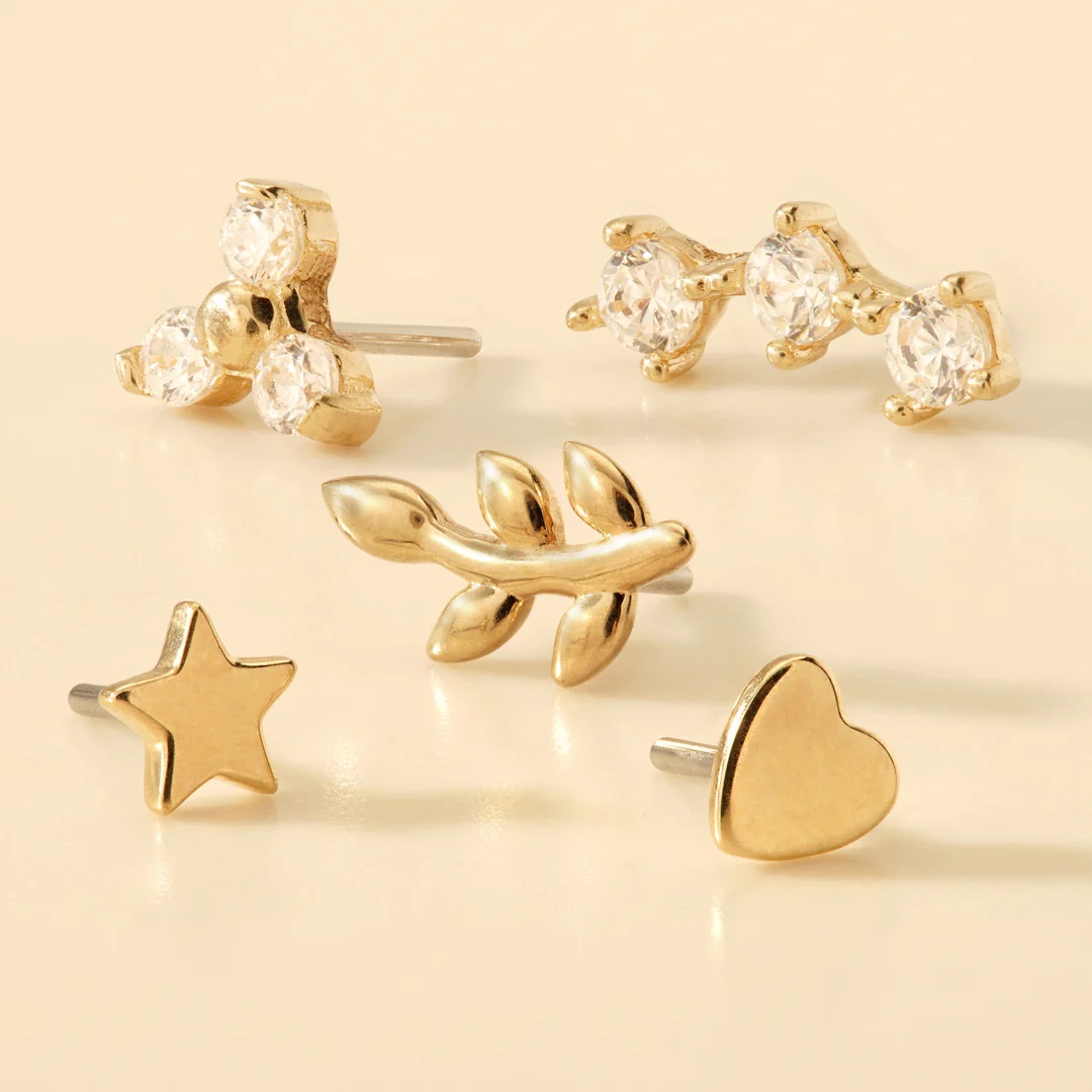 Tish Lyon 14ct Yellow Gold Star Threadless Labret Single Earring