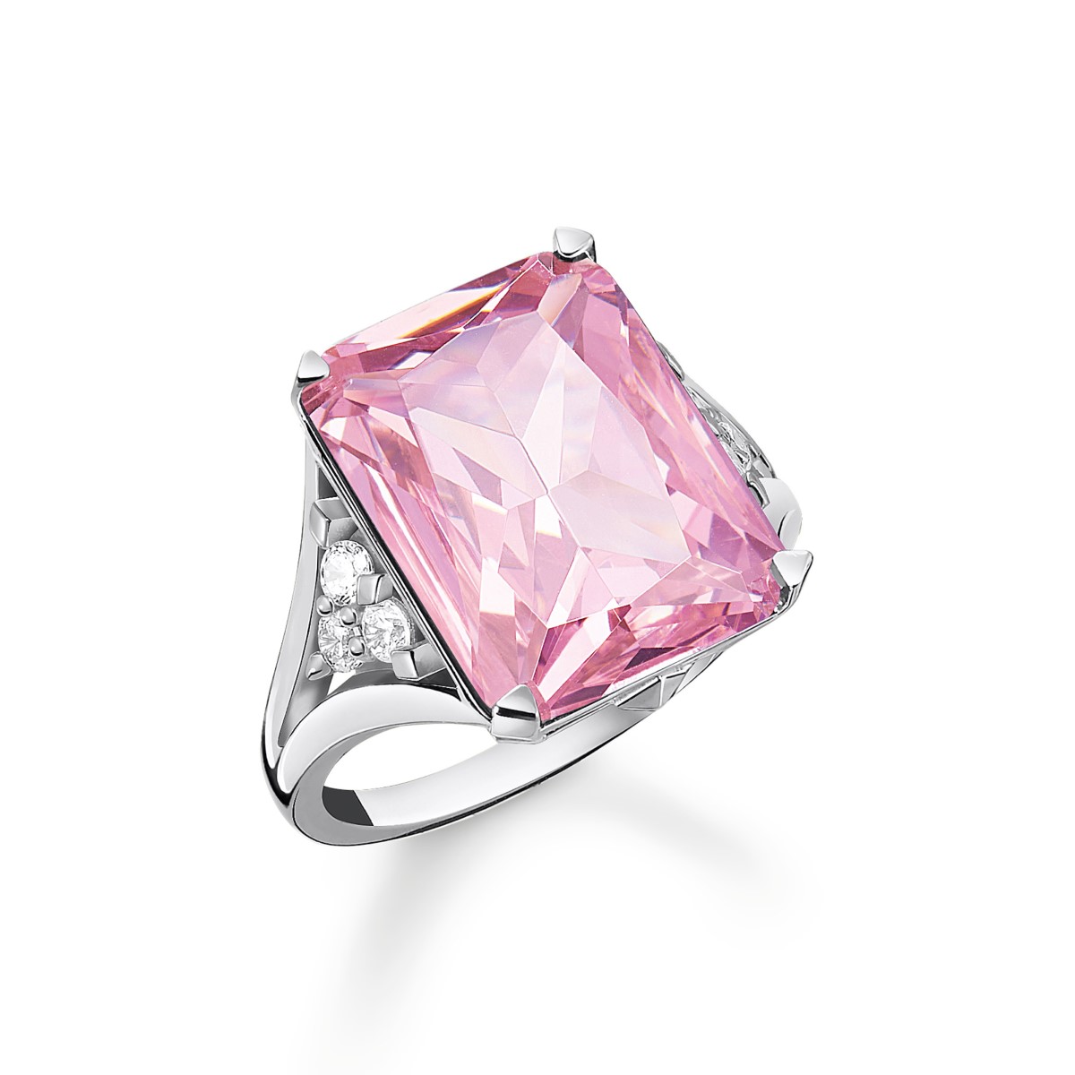 Thomas Sabo Pink Large Octagon Cut Silver Ring