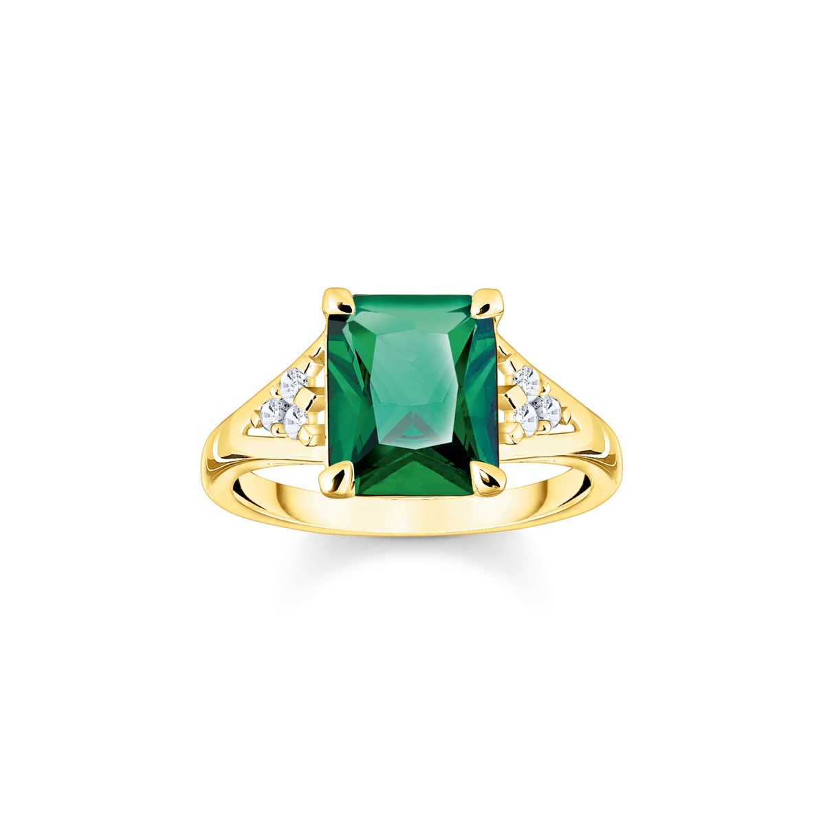Thomas Sabo Emerald Green Octagon Cut Gold Ring