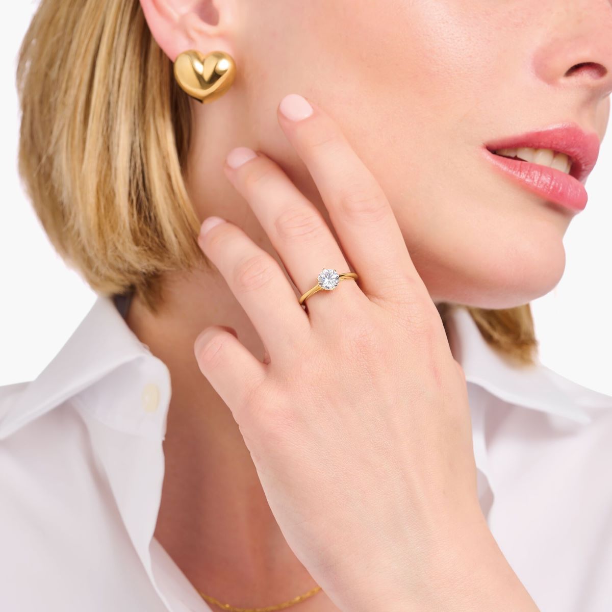 Thomas Sabo Gold Plated Ring with White Zirconia Brilliant Cut - TR2474-414-14-54
