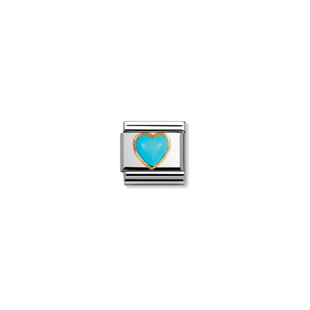 Nomination Classic Stones Hearts Charm - 18k Gold Turquoise 030501_06